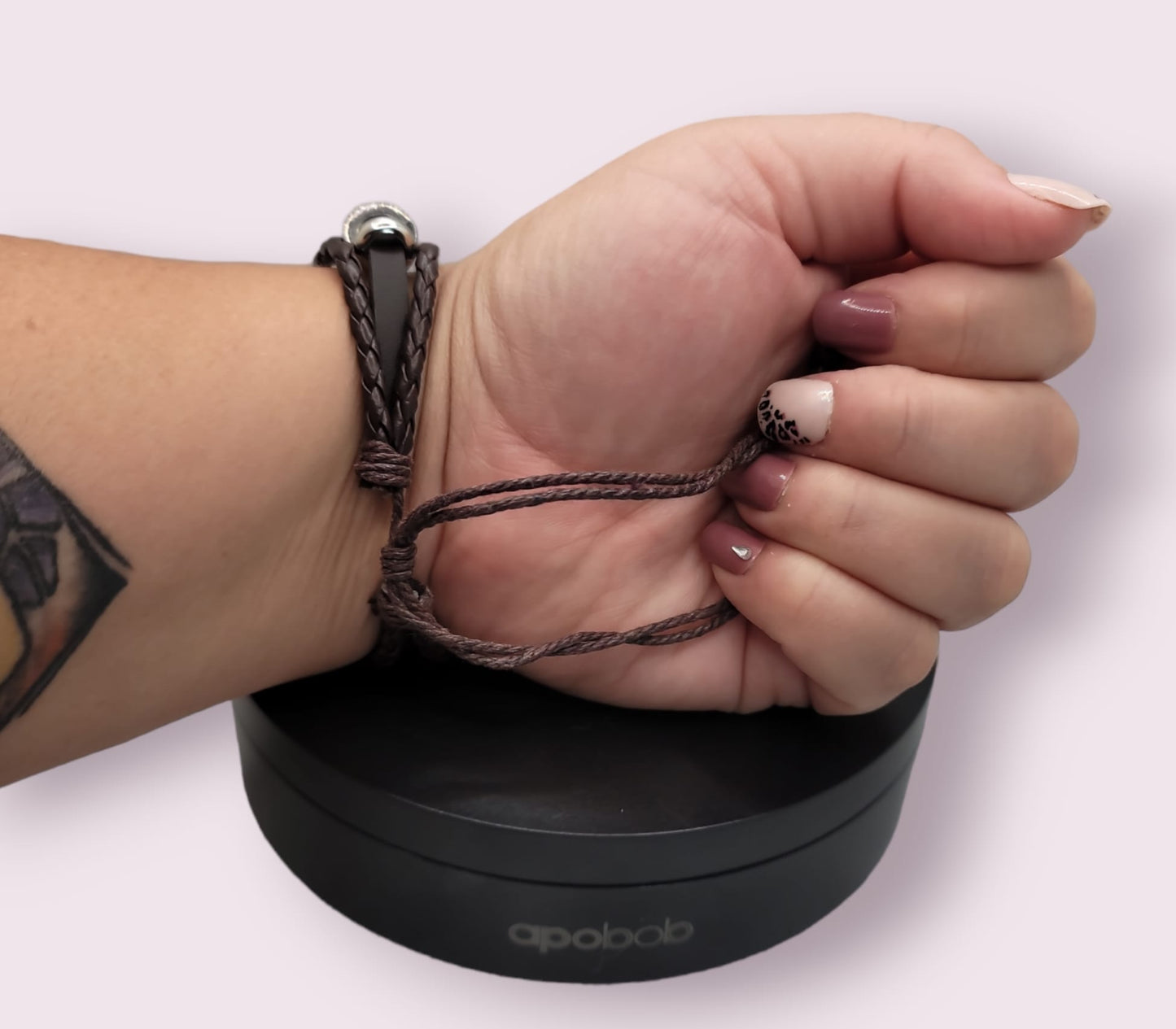 Tribal Metal and Brown Leather Adjustable Bracelet.